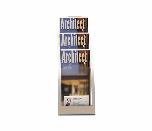 DEF693645 Three-Tier Leaflet Holder, 6-3/4w x 6-15/16d x 13-5/16h, Silver By DEFLECTO CORPORATION