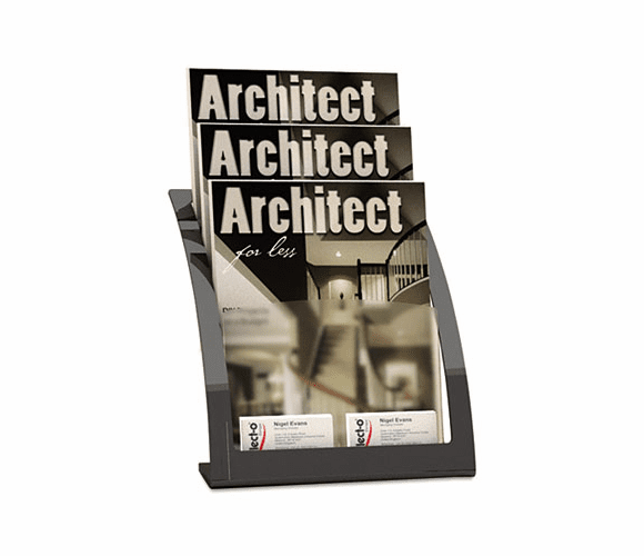 DEF693704 Three-Tier Magazine Holder, 11-1/4w x 6-15/16d x 13-5/16h, Black By DEFLECTO CORPORATION