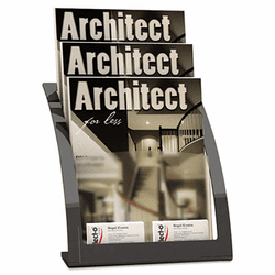DEF693704 Three-Tier Magazine Holder, 11-1/4w x 6-15/16d x 13-5/16h, Black By DEFLECTO CORPORATION