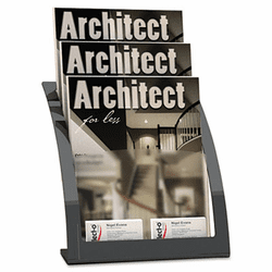 DEF693745 Three-Tier Magazine Holder, 11-1/4w x 6-15/16d x 13-5/16h, Silver By DEFLECTO CORPORATION