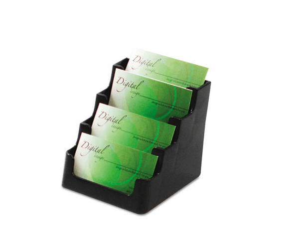 DEF70404 Four-Pocket Countertop Business Card Holder, Holds 200 2 x 3 1/2 Cards, Black By DEFLECTO CORPORATION