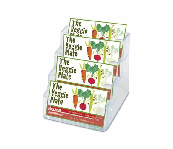 DEF70841 Four-Pocket Countertop Business Card Holder, Holds 2 x 3 1/2 Cards, Clear By DEFLECTO CORPORATION