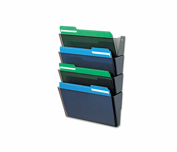 DEF73402 DocuPocket Four-Pocket Wall Set, Plastic, Letter, 13 x 4 x 7, Smoke By DEFLECTO CORPORATION