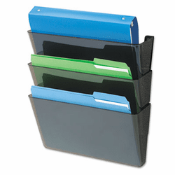 DEF73604 DocuPockets Three-Pocket Wall Set, Plastic, Letter, 13 x 4 x 7, Black By DEFLECTO CORPORATION