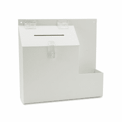 DEF79803 Plastic Suggestion Box with Locking Top, 13 3/4 x 3 5/8 x 13, White By DEFLECTO CORPORATION