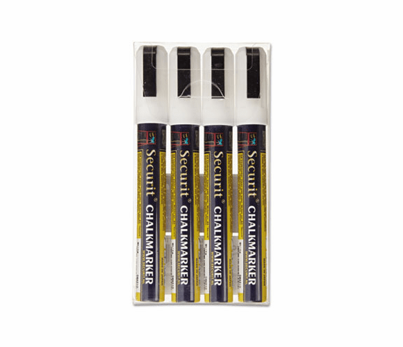 DEFSMA510V4WT Liquid Chalk Marker, Chisel, White, 4/Pk By PM COMPANY