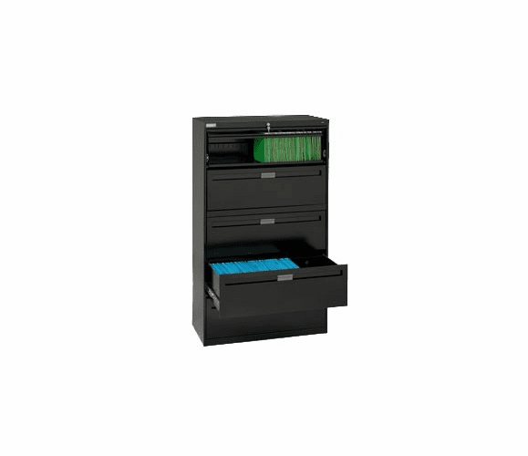Deluxe Fixed Front Lateral File Cabinet 36"W X 65"H - Black By Tennsco