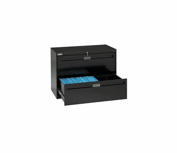 Deluxe Fixed Front Lateral File Cabinet 42"W X 28"H - Black By Tennsco