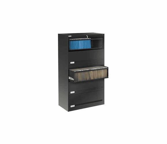 Deluxe Retracting Front Lateral File Cabinet 36"W X 65"H - Black By Tennsco