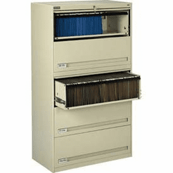 Deluxe Retracting Front Lateral File Cabinet 36"W X 65"H - Putty By Tennsco