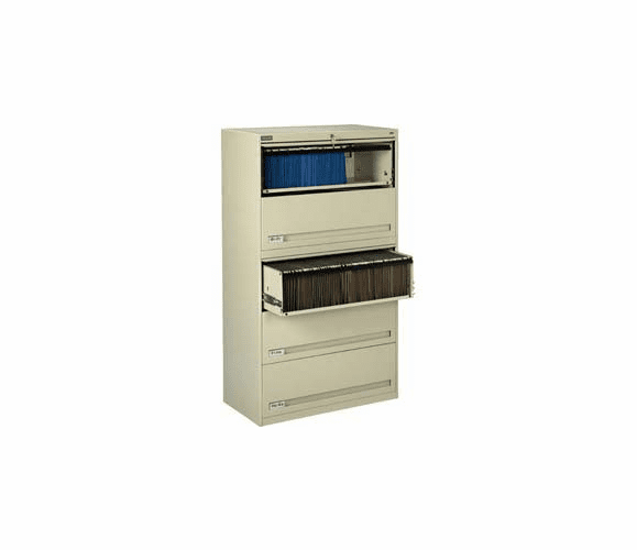 Deluxe Retracting Front Lateral File Cabinet 36"W X 65"H - Putty By Tennsco