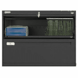 Deluxe Retracting Front Lateral File Cabinet 42"W X 28"H - Black By Tennsco