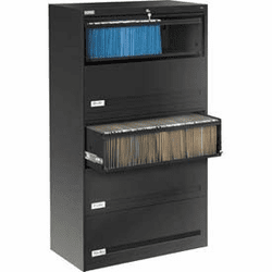 Deluxe Retracting Front Lateral File Cabinet 42"W X 65"H - Black By Tennsco