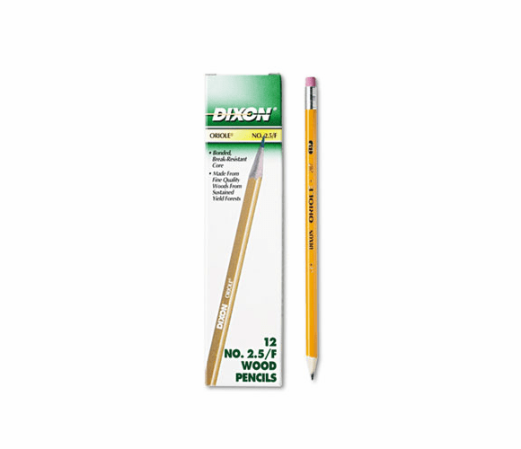 DIX12875 Oriole Woodcase Pencil, F #2.5, Yellow Barrel, 12/Pack By DIXON TICONDEROGA CO.