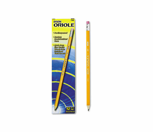 DIX12886 Oriole Woodcase Presharpened Pencil, HB #2, Yellow Barrel, 12/Pack By DIXON TICONDEROGA CO.