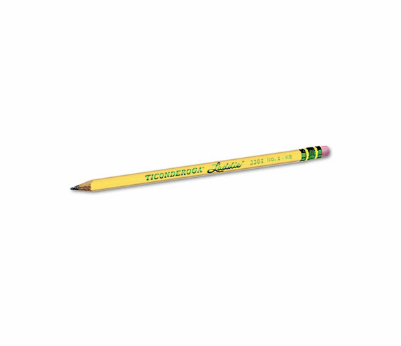 DIX13304 Ticonderoga Laddie Woodcase Pencil w/ Eraser, HB #2, Yellow Barrel, Dozen By DIXON TICONDEROGA CO.