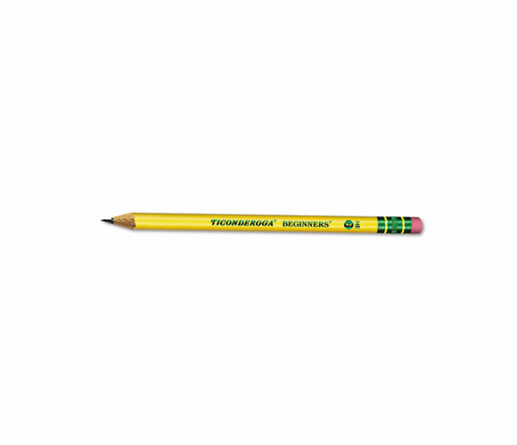 DIX13308 Ticonderoga Beginners Wood Pencil w/Eraser, HB #2, Yellow Barrel, Dozen By DIXON TICONDEROGA CO.