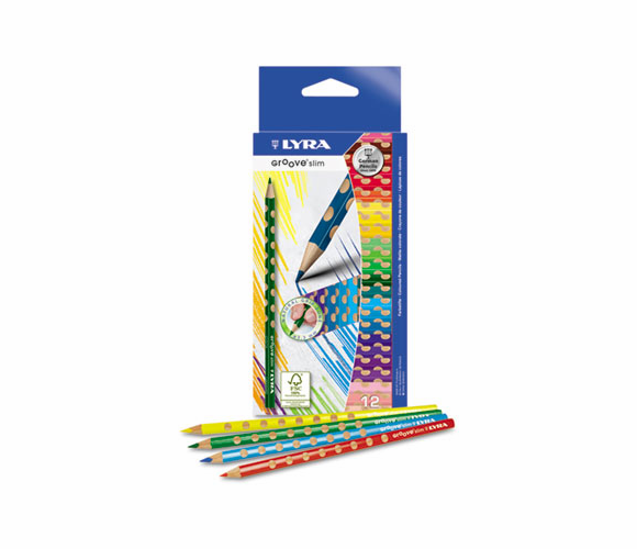 DIX2821120 Groove Slim Colored Pencils, Assorted, 12 per Pack By DIXON TICONDEROGA CO.