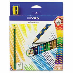 DIX2821240 Groove Slim Colored Pencils, Assorted, 24 per Pack By DIXON TICONDEROGA CO.