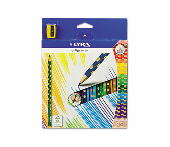 DIX2821240 Groove Slim Colored Pencils, Assorted, 24 per Pack By DIXON TICONDEROGA CO.