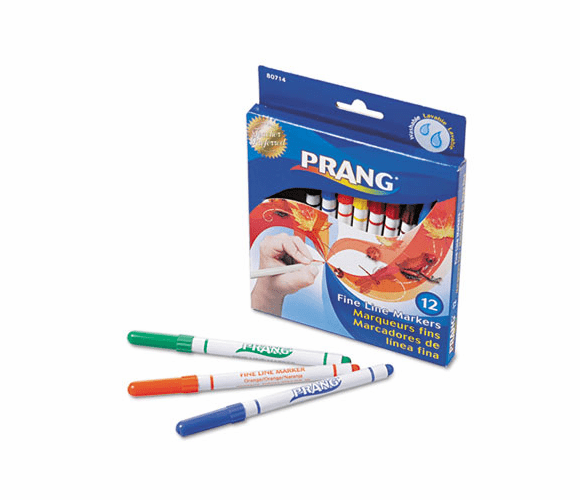 DIX80714 Prang Washable Markers, Fine Point, 12 Assorted Colors, 12/Set By DIXON TICONDEROGA CO.