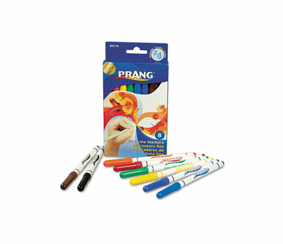 DIX80719 Prang Washable Markers, Fine Point, 8 Assorted Colors, 8/Set By DIXON TICONDEROGA CO.