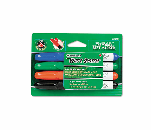 DIX92040 White System Dry Erase Marker, Chisel Tip, Assorted Colors, 4/Set By DIXON TICONDEROGA CO.