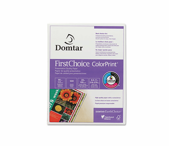 DMR85283 ColorPrint Premium Paper, 98 Brightness, 28lb, 8-1/2 x11, White, 500 Sheets/Ream By DOMTAR PAPER