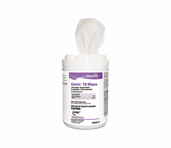 DRA4599516 Oxivir TB Disinfectant Wipes, 6 x 7, White, 160 per Canister, 12 per carton By DIVERSEY