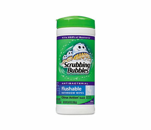 DRACB232237 Antibacterial Flushable Bathroom Wipes, Citrus, 7 x 8, White, 28 Wipes/Canister By DIVERSEY