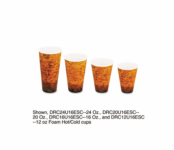 DRC16U16ESC Foam Hot/Cold Cups, 16 oz., Brown/Black, 1000/Carton By DART