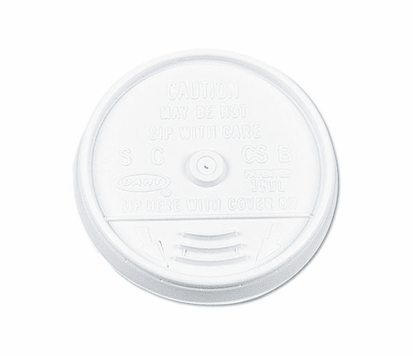 DRC16UL Plastic Lids, for 16 oz. Hot/Cold Foam Cups, Sip-Thru Lid, White, 1000/Carton By DART