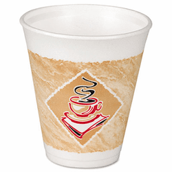 DRC8X8G Foam Hot/Cold Cups, 8 oz, White w/Brown & Green, 1000/Carton By DART