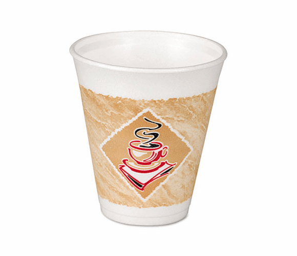 DRC8X8G Foam Hot/Cold Cups, 8 oz, White w/Brown & Green, 1000/Carton By DART