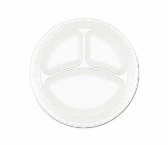 DRC9CPWC Concorde Foam Plate, Compartmented, 9" Dia., WE, 125/Pack, 500/Carton By DART