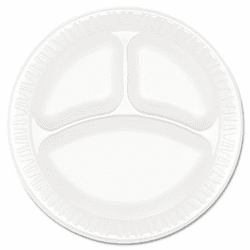DRC9CPWC Concorde Foam Plate, Compartmented, 9" Dia., WE, 125/Pack, 500/Carton By DART