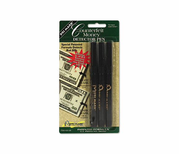 DRI3513B1 Smart Money Counterfeit Bill Detector Pen for Use w/U.S. Currency, 3/Pack By DRI-MARK PRODUCTS