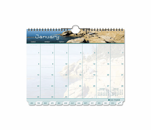 DTM113521301 Coastlines Tabbed 12-Month Wirebound Wall Calendar, 11 x 8-1/2, 2013 By DAYTIMER'S INC.