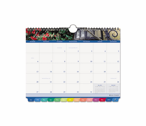 DTM113571301 Garden Path Tabbed Monthly Wall Calendar, 11 x 8-1/2, 2013 By DAYTIMER'S INC.