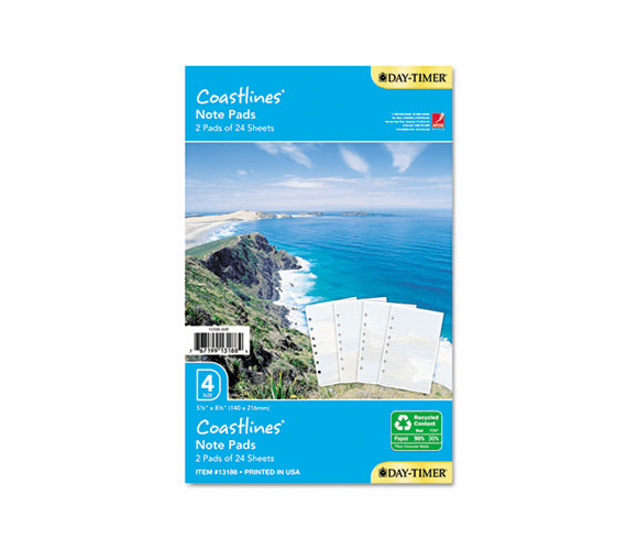 DTM13188 Coastlines Notepads w/Four Designs, 5-1/2 x 8-1/2 By DAYTIMER'S INC.
