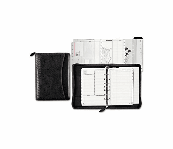 DTM40671 Woven Look Starter Set Organizer, Simulated Leather, 5 1/2" x 8 1/2", Black By DAYTIMER'S INC.