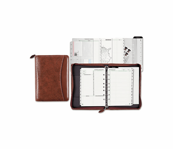 DTM40672 Woven Look Starter Set Organizer, Simulated Leather, 5 1/2" x 8 1/2", Brown By DAYTIMER'S INC.