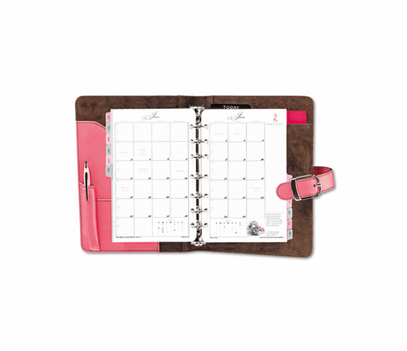 DTM48434 Pink Ribbon Organizer Starter Set w/Leather Binder, 5-1/2 x 8-1/2, Pink/Brown By DAYTIMER'S INC.
