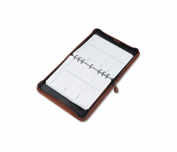 DTM81844 Aviator Cowhide Leather Zippered Organizer Starter Set, 8-1/2 x 11, Dark Tan By DAYTIMER'S INC.