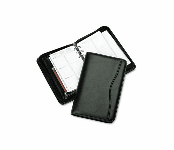 DTM82131 Avalon Leatherlike Vinyl Zippered Organizer Starter Set, 3-3/4 x 6-3/4, Black By DAYTIMER'S INC.