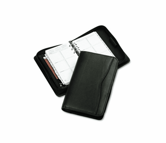 DTM84151 Verona Leather Zippered Organizer Starter Set, 3-3/4 x 6-3/4, Black By DAYTIMER'S INC.
