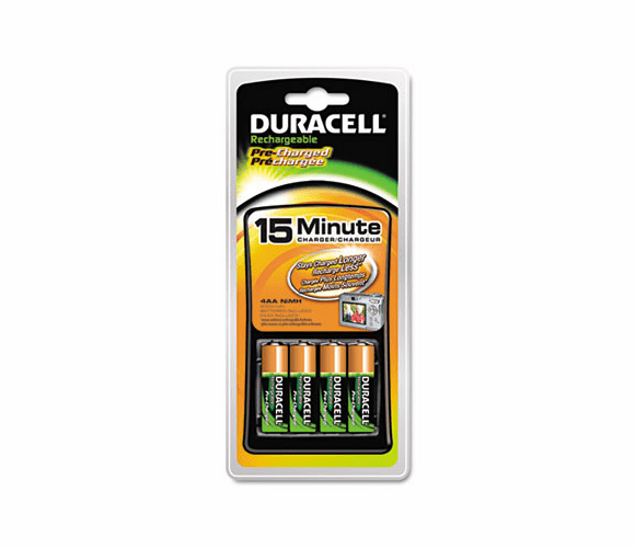 DURCEF15DX4 NiMH 15-Minute Battery Charger, 4 Pre-Charged Rechargeable AA Batteries By DURACELL PRODUCTS COMPANY