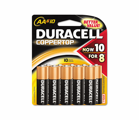 DURMN1500B10Z Coppertop Alkaline Batteries, AA, 10/Pack By DURACELL PRODUCTS COMPANY