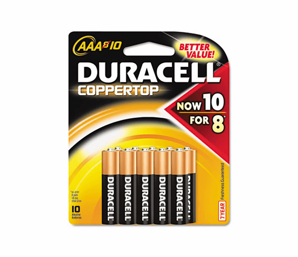 DURMN2400B10Z Coppertop Alkaline Batteries, AAA, 10/Pack By DURACELL PRODUCTS COMPANY