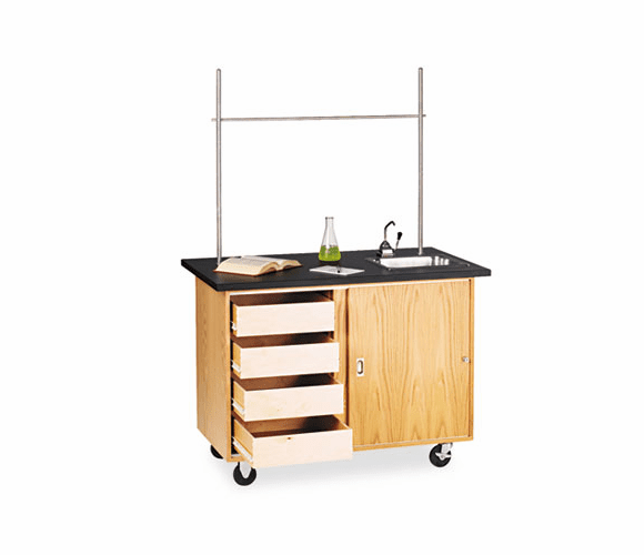 DVW4222K Mobile Demonstration Table, Rectangular, 48w x 28d x 36h, Black By DIVERSIFIED WOODCRAFTS, INC.